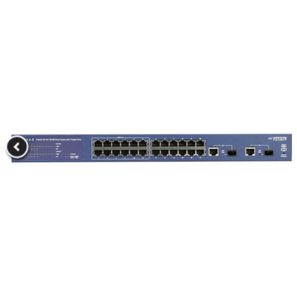 ProSAFE 24 Port 10/100 Mbps Smart Switch with 2 Gigabit Ports and PoE Blue